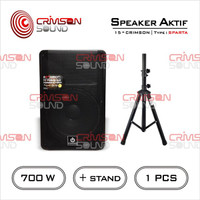 SPEAKER AKTIF 15 Inch 700 Watt SUPER BASS CRIMSON - SPARTA  STAND