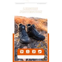 A Autumn Rotary Buckle Work Boots Safety Steel Toe Shoes For Men Black