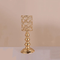 A Crystals Candle Holders Metal Golden Wedding Candelabra Centerpiece