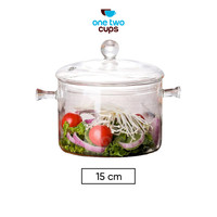 One Two Cups Pot Panci Masak Stewing Soup Pot Glass 15cm Berkualitas