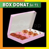 Box Donat - Kotak Donat - Dus Donat Donut - PINK - Isi 12