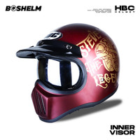Helm Cakil Hbc Inner Visor Steve Legend Maroon Helm Retro Fullface