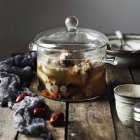 One Two Cups Pot Panci Kaca Stewing Soup Glass Tahan panas Api