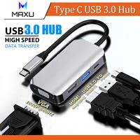 New USB C HUB 4 In 1 Type C To HDMI VGA Adapter Type C To USB 3.0 PD 6
