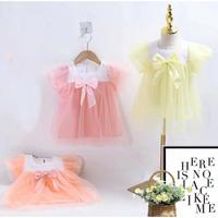 LS05 KFCAT DRESS GAUN ROK LENGAN PENDEK ANAK PEREMPUAN TUTU TILE POLOS