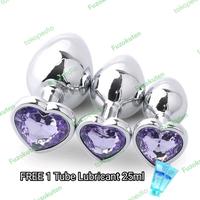PROMO SPECIAL NEW STOK/ ANAL PLUG STAINLESS PRIA WANITA LOVE UNGU BUTT PLUG ANAL BEADS METAL /NON COD KODE 900