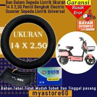 Ban Dalam Dalem Pentil Bengkok Miring Sepeda Listrik Ukuran 14 X 2,50 Pentil Bengkok Electric Scooter Sepeda Listrik Universal