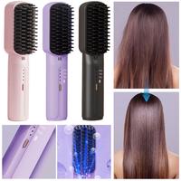 Cordless Electric Hot Comb Anti-Scald Portable Straightening Brush 3 Temp Settings Hair Straightener Comb for All Hair Types