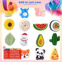 LOFCA 5 Buah Manik-manik Silikon Daun Aman untuk Makanan Koala Teether Hewan Bebas BPA Alpukat Mainan Gigi Bayi Aksesori Rantai Dot