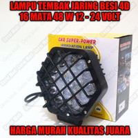 Lampu Led Kerja Motor Mobil Jaring Besi 16 Mata 48 W 12 24 Volt