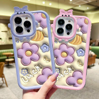 Casing Ponsel untuk OPPO A15 A15s A35 4G A16K A16E A17 A17K A31 2020 A8 Case kartun 3D bunga lucu Monster HP kecil warna-warni lensa kamera Kesing wadah Telepon anti guncangan Casing anti gores Softcase