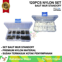 120Pcs Nylon M2 Hex Screw Standoff Spacer Set Baut Mur Kit Putih Hitam