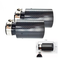 1 Pair Car Carbon Fiber Exhaust End Tips Glossy Black for BMW 2.5'' in, 3.5'' out