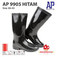 ADA Sepatu Boot Tinggi AP 9905 AP Boots Hitam Karet Lokal Lentur Ringan Anti Air & Anti Slip
