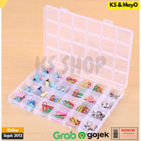 Kotak Transparan Penyimpanan Perhiasan Cincin Anting 13 15 24 Slot