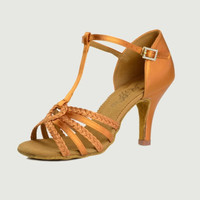 Ballroom Latin Dance Shoes Woman BD 2368 Deep Skin Imported Satin