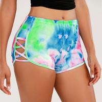 New Printed High Waist Crossover Shorts Yoga Fitness Pole Dance H