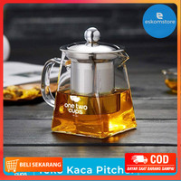 Teko Teh Kaca Tahan Panas Glass Teapot dengan Saringan