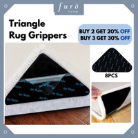 NEW 🇸🇬 8 Pcs Anti Slip Rug Grippers Floor Mat Anti Slip Sticker Self-adhesive Reusable Washable Hardwood/Marble/Tile Floor