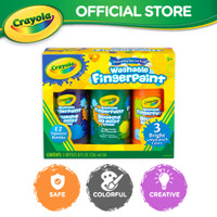 Termurah Washable Fingerpaint, Secondary Colors, 3 Count, Purple, Green, And Orange, Swirl And Spread, Age 3+