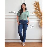 NEW celana jeans basic wanita polos panjang casual style ski • GXZ