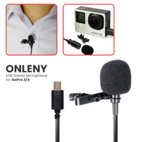 ONLENY USB Stereo Microphone for GoPro 3/4 with Clip - DZ0288 [Hitam]