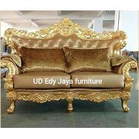 Kursi Raja sofa raja kain beludru halus kayu jati tua 04M4YZ4 perkakas