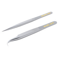 RELIFE Stainless Tweezers Bent Straight Tip Anti-static Non-