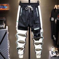 BM Thin Streetwear Casual Pants Men Ribbons Harem Jogging Pants Male