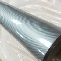 50cm*200/300cm 3 Layers Car Styling Ultra Gloss Silver 5D Carbon