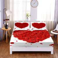 Floral 3Pc Polyester Solid Fitted Sheet Mattress Cover Four Corne