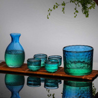 Cangkir Teko Kaca Set Japanese Sake Pot with 4 Cups