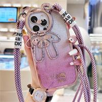 BEST 3D Lucky Bear Crossbody Lanyard Phone Case For iPhone 15 14 13 12