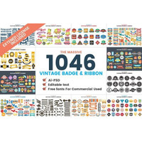 Desain Logo 1046 VINTAGE BADGE  RIBBON Berkualitas