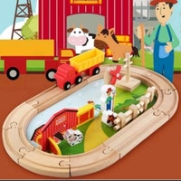 TERLARIS Wooden Toys Train Farm-Mainan kereta api anal-anak-mainan