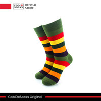 (Hdk01) Cooldesocks Original | Kaos Kaki Fashion - Striped Vintage Neon Green