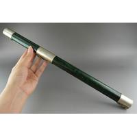 Chinese handwork old Tibet-Silver Carved Dragon antique Jade Flute