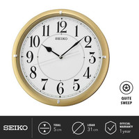 Ready Jam Dinding Qxa637G Gold Detik Senyap Sweep 31Cm Original