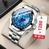 Geneva high quality casual men's business steel band quartz watch