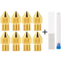 3D Printer Nozzle Set 8PCS 0.4mm MK8 Extrusion Print Head Nozzle With 5PCS Cleaning Needles Fit 1.75mm Brass Nozzle Ender 3 Pro