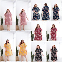 Mini Dress Wanita Ukuran Besar Big Size Jumbo Baju Bigsize Motif Bunga terbaru