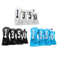 PU Golf Wood Head Cover, Protective Sleeve Portable Number. 1, 3, 5,