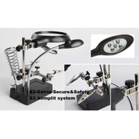 Pegangan Solder Helping Hand Magnifier 3 Kaca Pembesar Lampu Led