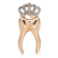 Wuli&baby Crown Tooth Brooches For Women Men 2-color Rhinestone Alloy Teeth Party Office Brooch Pin Gifts