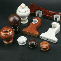 2Pcs Thick Wood Grain Curtain Roman Rod Bracket Bracket Fixed Base Single And Double Side Mounted Decorative Head Sealing