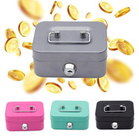 Money Safe Box Mini Cash Box Metal Money Lock Sturdy Box Small Security Portable Boxes Lockable Bank Coin A4i9