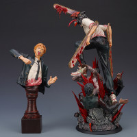 38cm Anime Chainsaw Man Figure GK Power Denji Action Figure Doubleended Magnets Denji PVC Collection Statue Model Toys Gifts