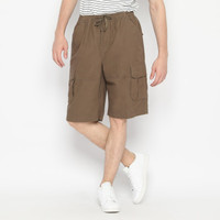 BIG SALE POLICE Celana Pendek Karet Cargo Cotton Pria Beige