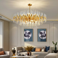 LAMPU GANTUNG GOLD STICK GLASS/ LIGHT LUXURY CRYSTAL CHANDELIER (READY