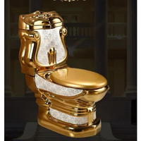 GOLDEN TOILET/ TOILET FLUSH DENGAN PENUTUP GOLD/ KLOSET KAMAR MANDI